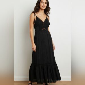 Anthropologie x Love Sam Daisy Embroidered Dress Black Size S